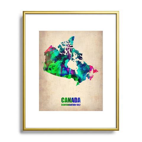 Naxart Canada Watercolor Map Metal Framed Art Print