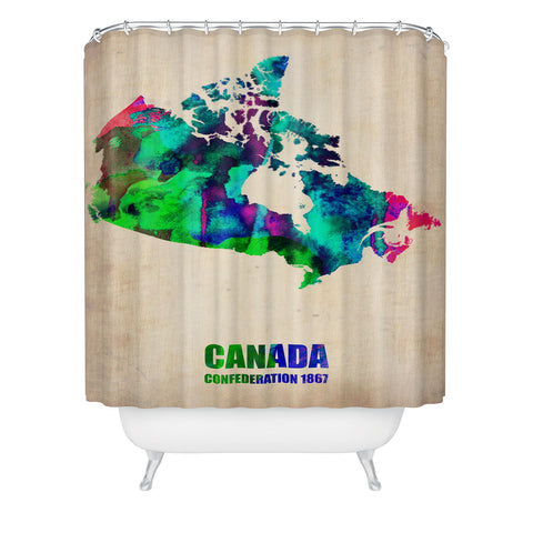 Naxart Canada Watercolor Map Shower Curtain