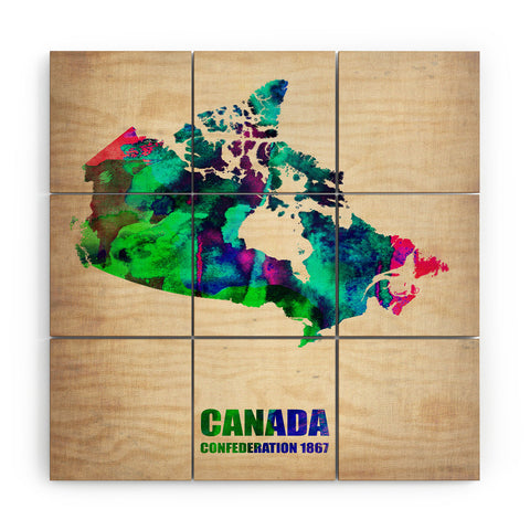 Naxart Canada Watercolor Map Wood Wall Mural