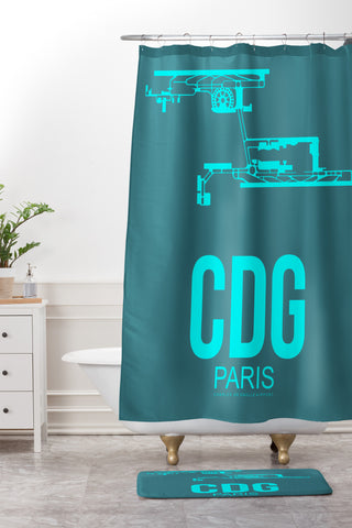 Naxart CDG Paris Poster 1 Shower Curtain And Mat