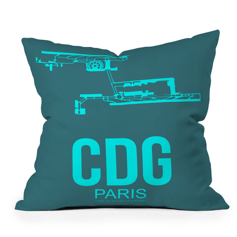 Naxart CDG Paris Poster 1 Throw Pillow
