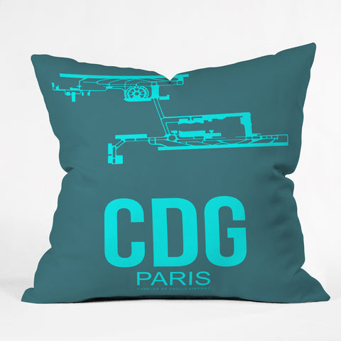 Naxart CDG Paris Poster 1 Outdoor Throw Pillow