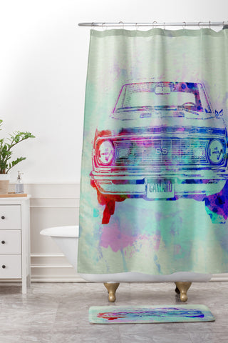 Naxart Chevy Camaro Watercolor 2 Shower Curtain And Mat