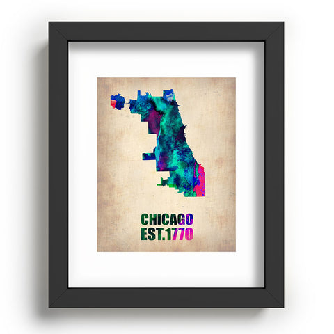 Naxart Chicago Watercolor Map Recessed Framing Rectangle