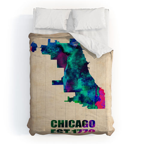 Naxart Chicago Watercolor Map Comforter