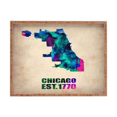 Naxart Chicago Watercolor Map Rectangular Tray