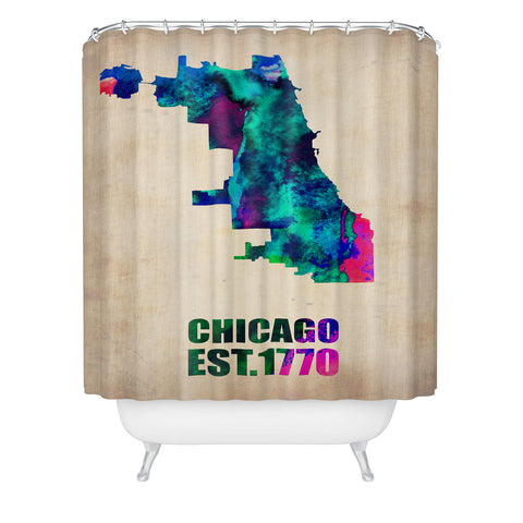 Naxart Chicago Watercolor Map Shower Curtain