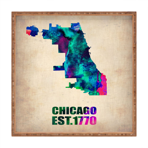 Naxart Chicago Watercolor Map Square Tray