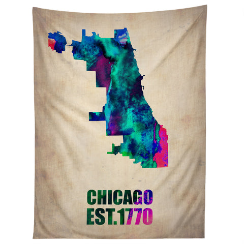 Naxart Chicago Watercolor Map Tapestry