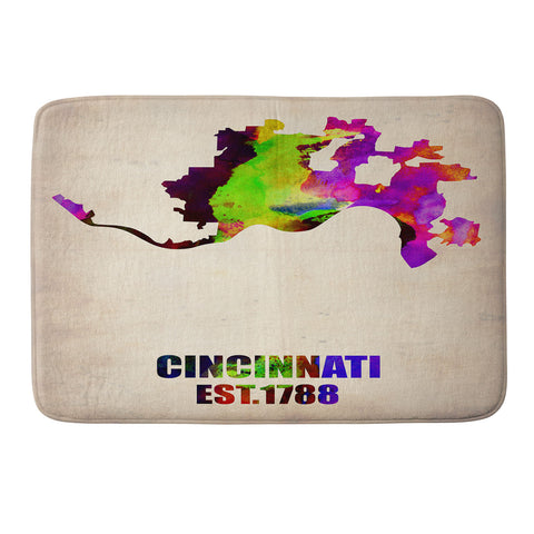 Naxart Cincinnati Watercolor Map Memory Foam Bath Mat