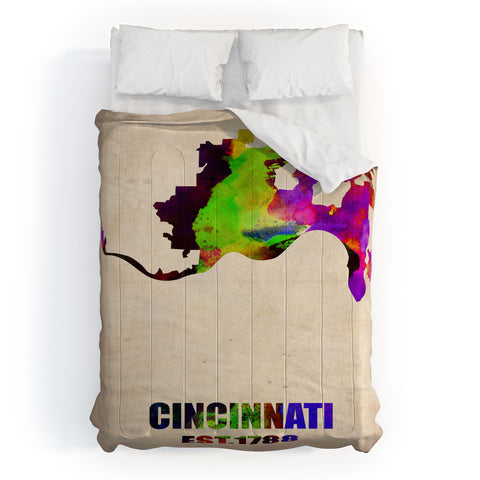 Naxart Cincinnati Watercolor Map Comforter
