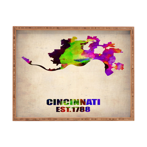 Naxart Cincinnati Watercolor Map Rectangular Tray