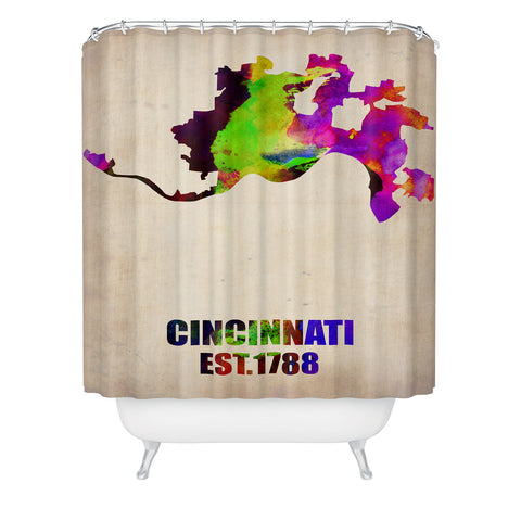 Naxart Cincinnati Watercolor Map Shower Curtain