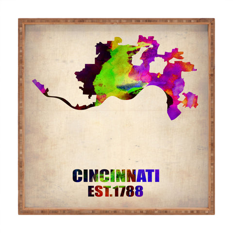 Naxart Cincinnati Watercolor Map Square Tray