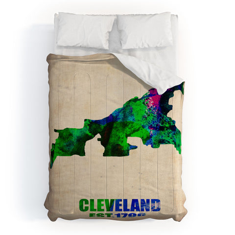 Naxart Cleveland Watercolor Map Comforter