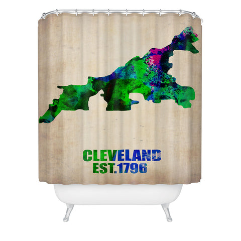 Naxart Cleveland Watercolor Map Shower Curtain