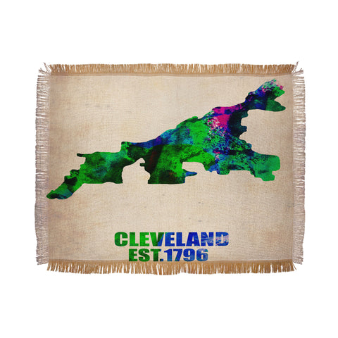 Naxart Cleveland Watercolor Map Throw Blanket