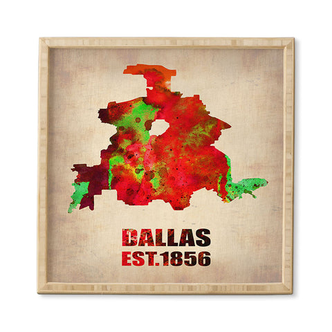 Naxart Dallas Watercolor Map Framed Wall Art