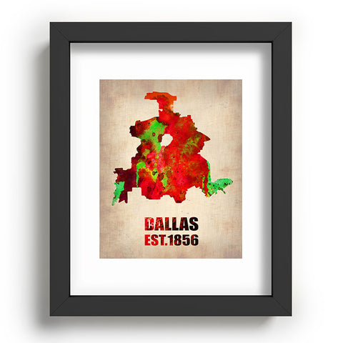 Naxart Dallas Watercolor Map Recessed Framing Rectangle