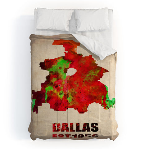 Naxart Dallas Watercolor Map Comforter