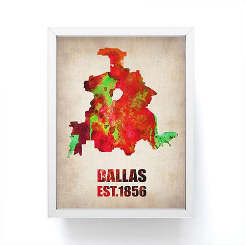 Naxart Dallas Watercolor Map Framed Mini Art Print