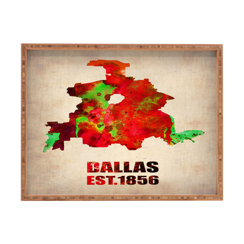 Naxart Dallas Watercolor Map Rectangular Tray
