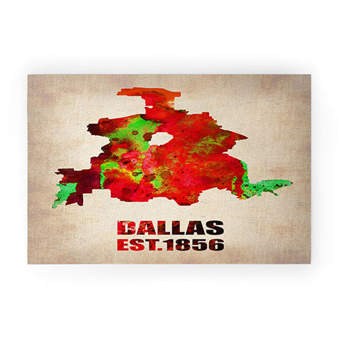 Naxart Dallas Watercolor Map Welcome Mat