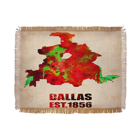 Naxart Dallas Watercolor Map Throw Blanket