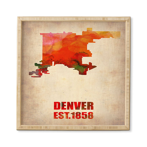 Naxart Denver Watercolor Map Framed Wall Art