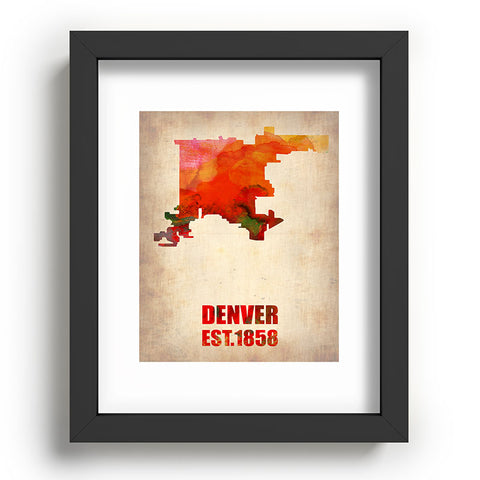Naxart Denver Watercolor Map Recessed Framing Rectangle