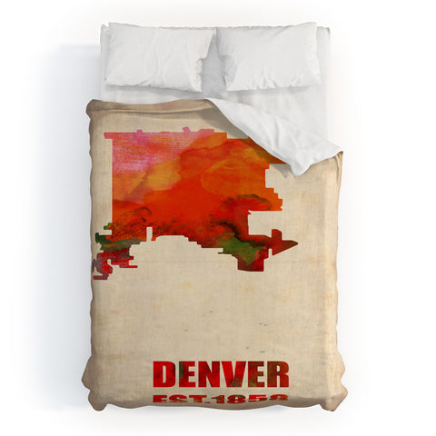 Naxart Denver Watercolor Map Duvet Cover