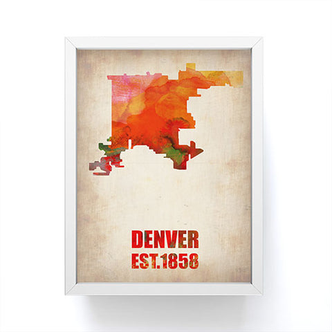 Naxart Denver Watercolor Map Framed Mini Art Print