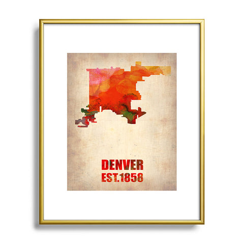 Naxart Denver Watercolor Map Metal Framed Art Print
