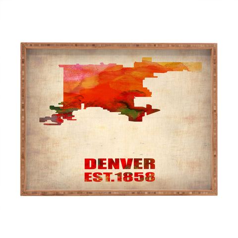 Naxart Denver Watercolor Map Rectangular Tray