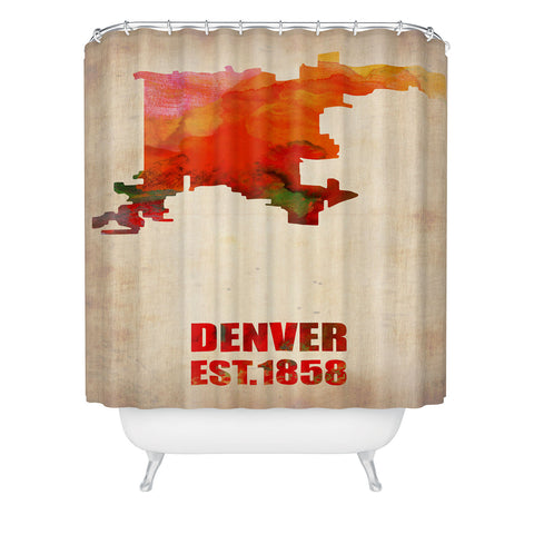 Naxart Denver Watercolor Map Shower Curtain
