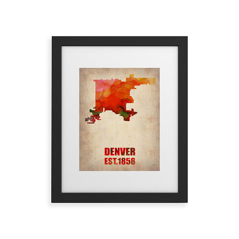Naxart Denver Watercolor Map Framed Art Print