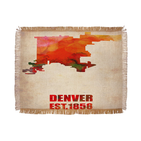 Naxart Denver Watercolor Map Throw Blanket