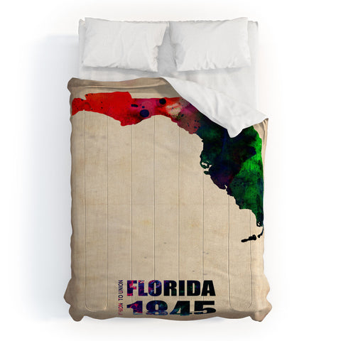 Naxart Florida Watercolor Map Comforter