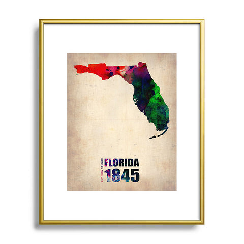 Naxart Florida Watercolor Map Metal Framed Art Print