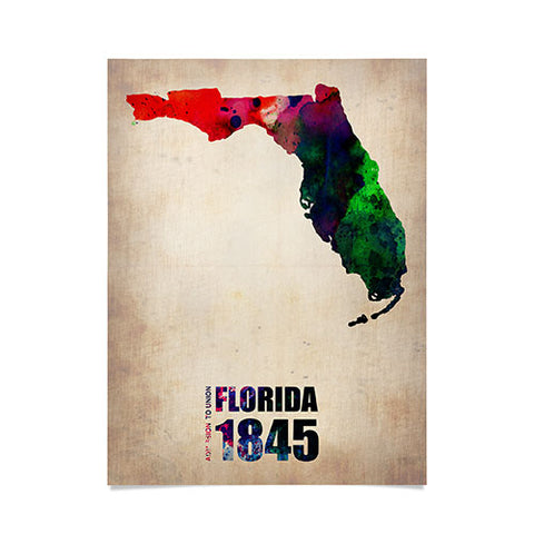Naxart Florida Watercolor Map Poster