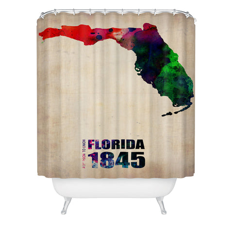 Naxart Florida Watercolor Map Shower Curtain