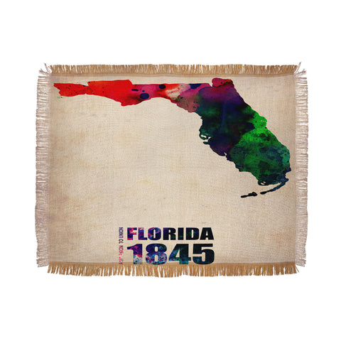 Naxart Florida Watercolor Map Throw Blanket