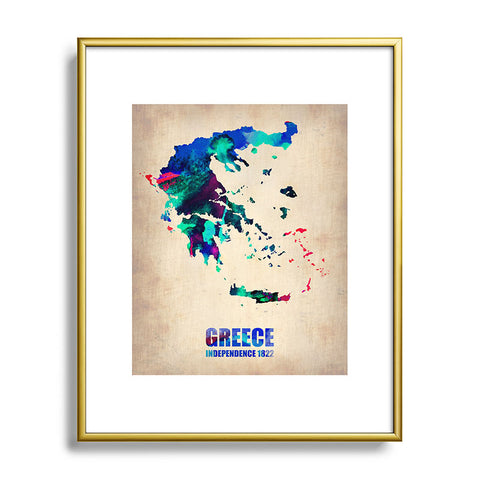 Naxart Greece Watercolor Poster Metal Framed Art Print