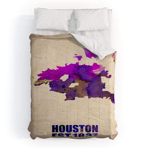 Naxart Houston Watercolor Map Comforter