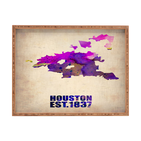 Naxart Houston Watercolor Map Rectangular Tray