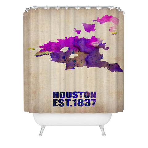 Naxart Houston Watercolor Map Shower Curtain