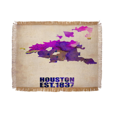 Naxart Houston Watercolor Map Throw Blanket