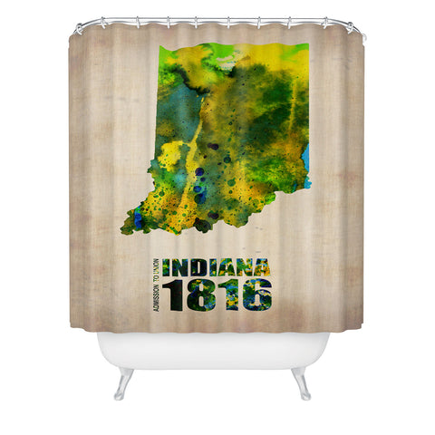 Naxart Indiana Watercolor Map Shower Curtain