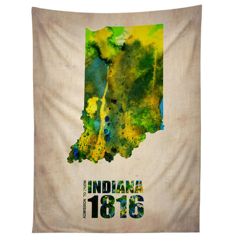 Naxart Indiana Watercolor Map Tapestry