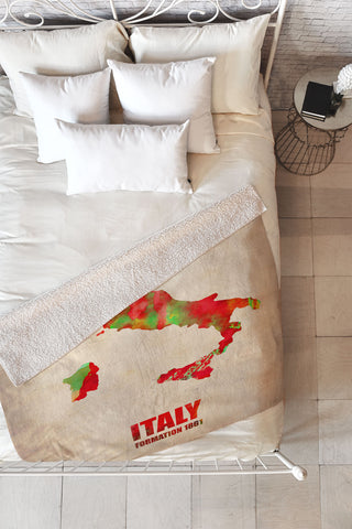 Naxart Italy Watercolor Map Fleece Throw Blanket